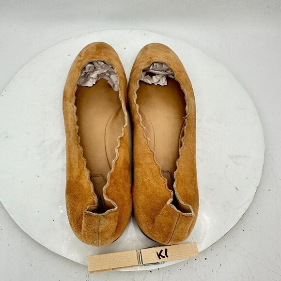 Chloe Scalloped Women Size EU 38 US 8 Brown Leather Slip On Ballet Flat Shoes - Picture 9 of 11
